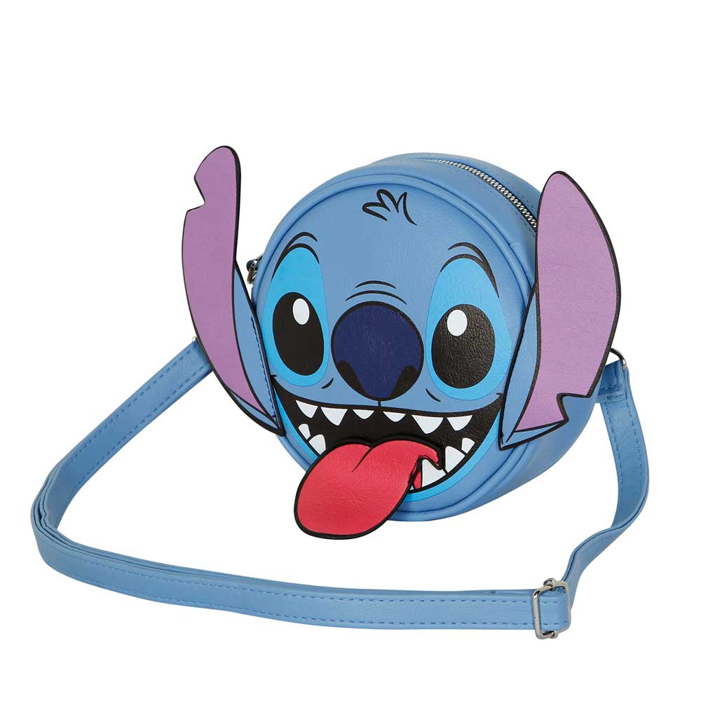 Lilo and Stitch kerek, kék válltáska -  Stitch kinyújtott nyelvvel