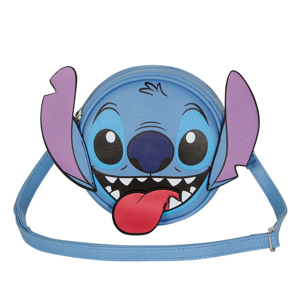 Lilo and Stitch kerek, kék válltáska -  Stitch kinyújtott nyelvvel