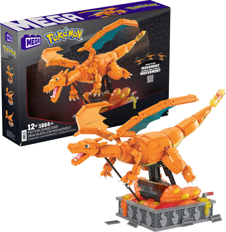 Pokémon Charizard mozgatható építőkészlet (1663 darab) – MEGA construx