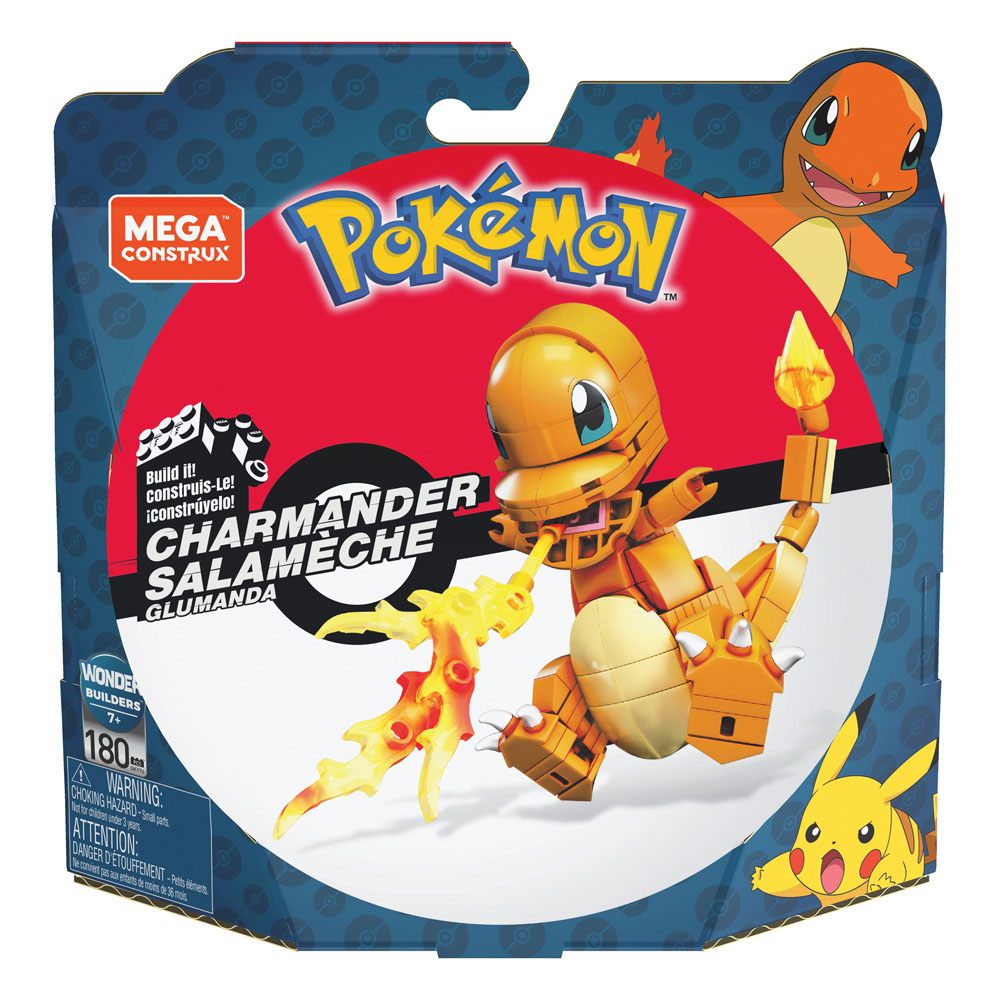 Pokémon Mega Construx Wonder Builders Építőipari Szett Charmander 10 cm-1