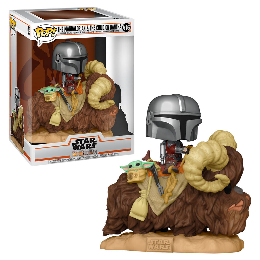 POP figura Star Wars The Mandalorian Mando Banthán gyermekkel a táskában-0